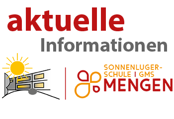 Aktuelle Information als Logo mit roter Schrift